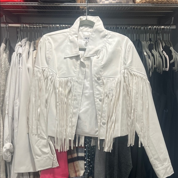 Lamarque White Fringe Leather Jacket - Picture 1 of 2